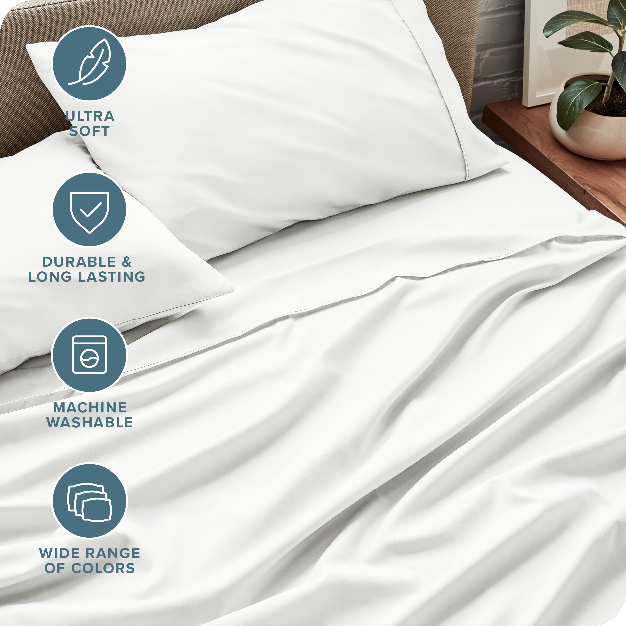 Bare Home Queen Sheet Set elastic all-around for a snug nightly fit.