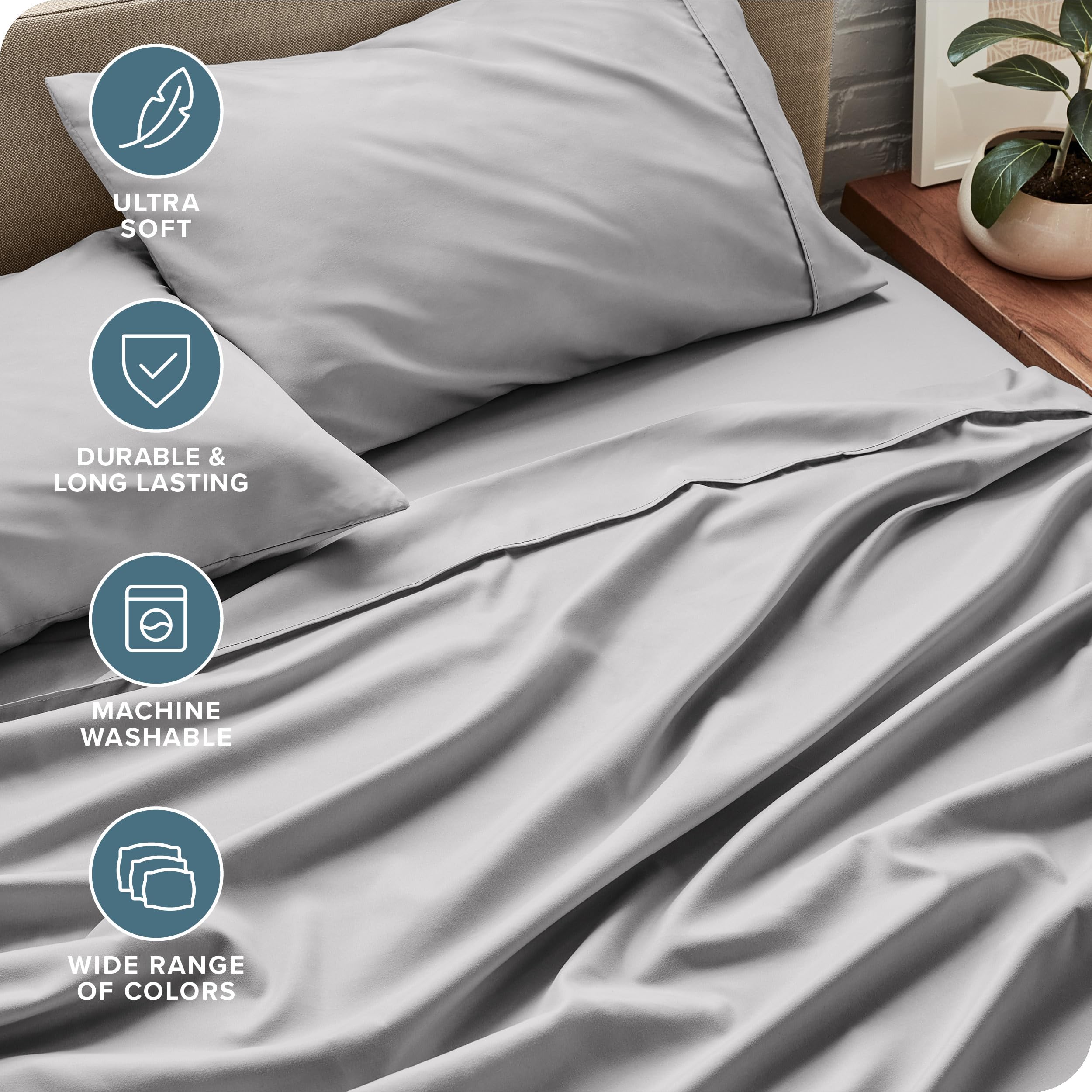 Bare Home Queen Sheet Set fabric close-up reveals hydro-brushed softness and breathable texture.