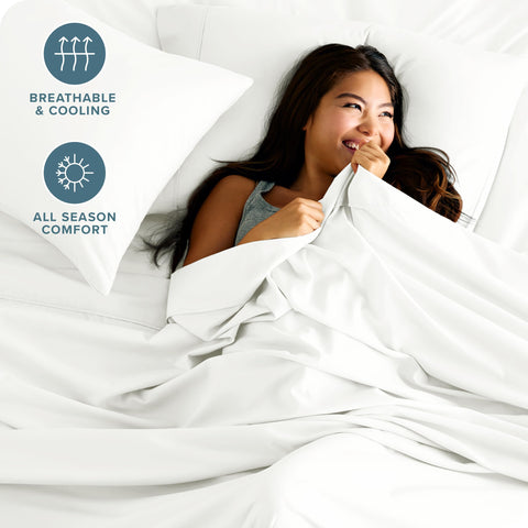 Bare Home Queen Sheet Set fitted sheet 60x80x15 fits securely around mattress.
