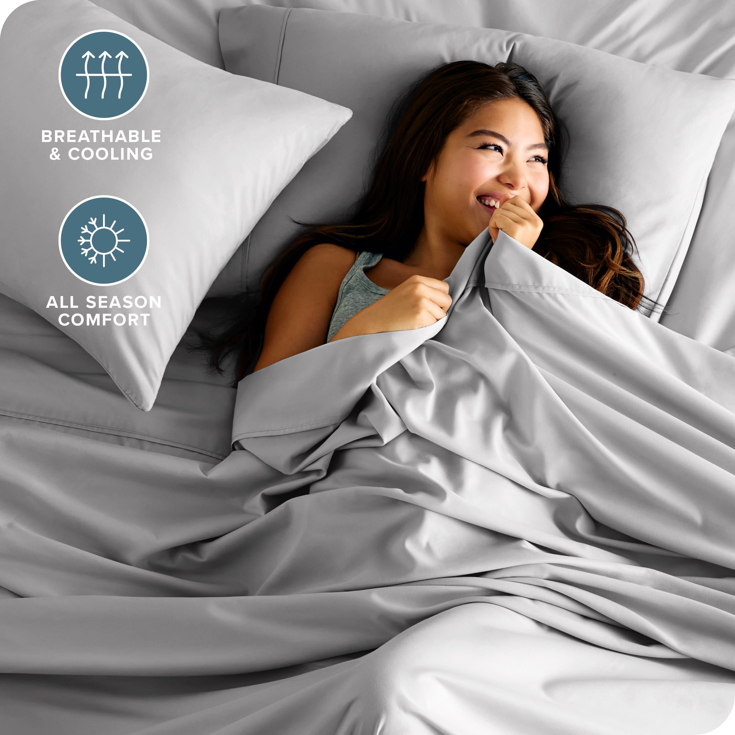 Bare Home Queen Sheet Set pillowcases feature double-stitched hems for durable daily use.