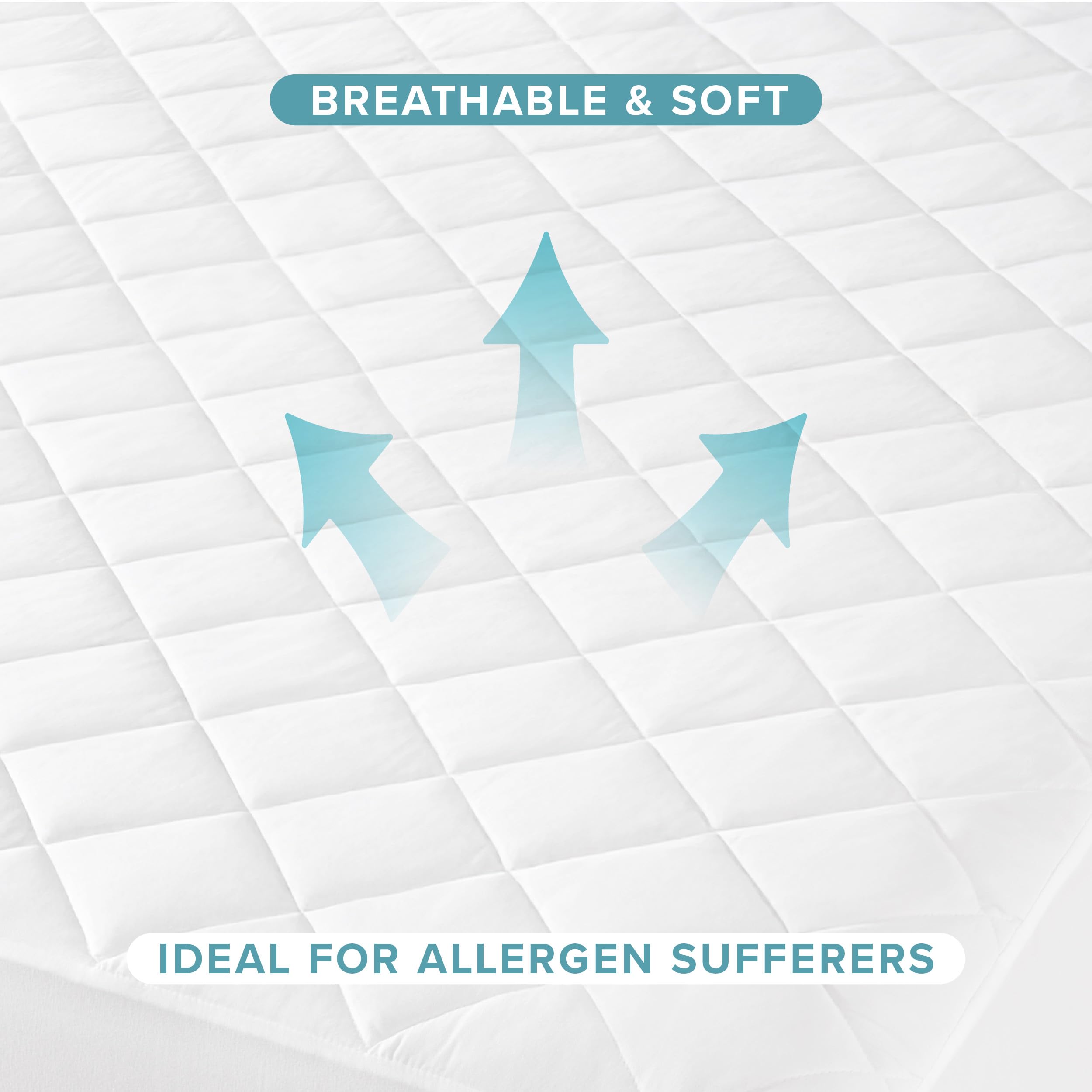 Bare Home quilted fitted mattress pad queen machine washable for easy maintenance.