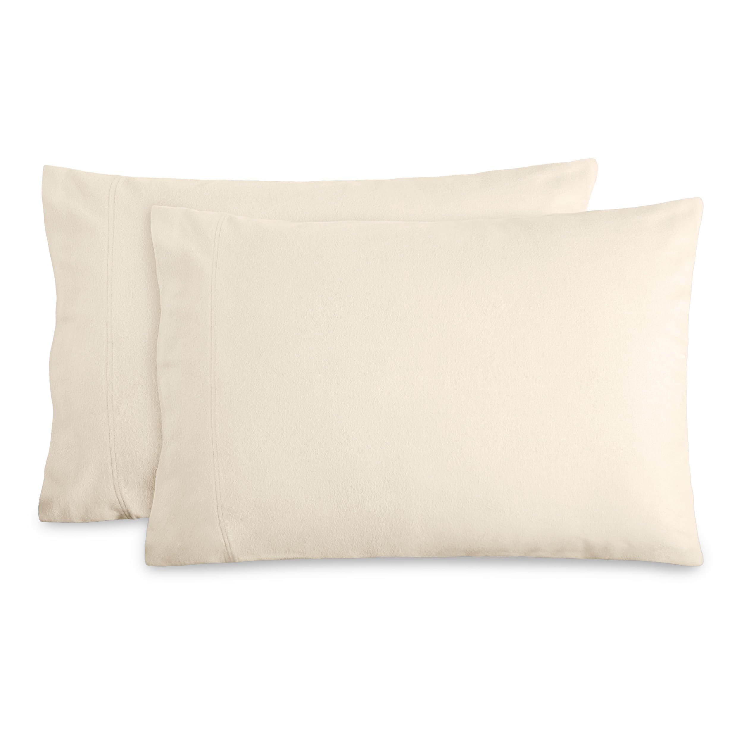 Bare Home sand flannel pillowcase 2-pack showing soft, cozy texture