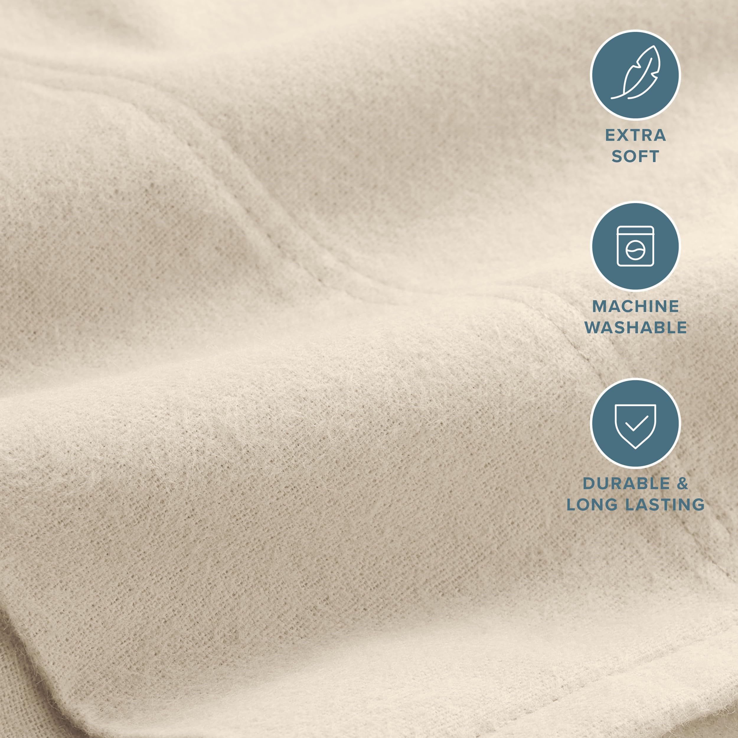 Bare Home sand flannel pillowcase on bed for cozy night setup