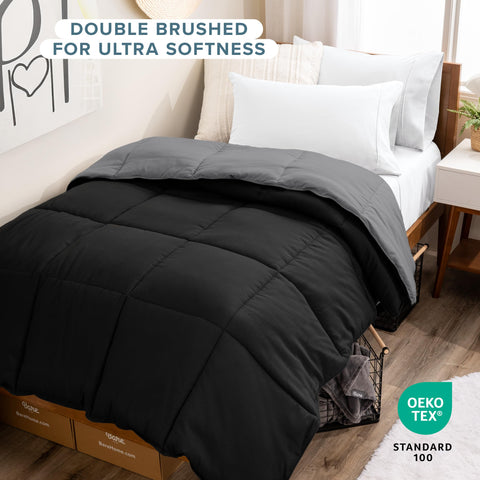 Bare Home twin xl comforter box stitch detail keeps fill distributed