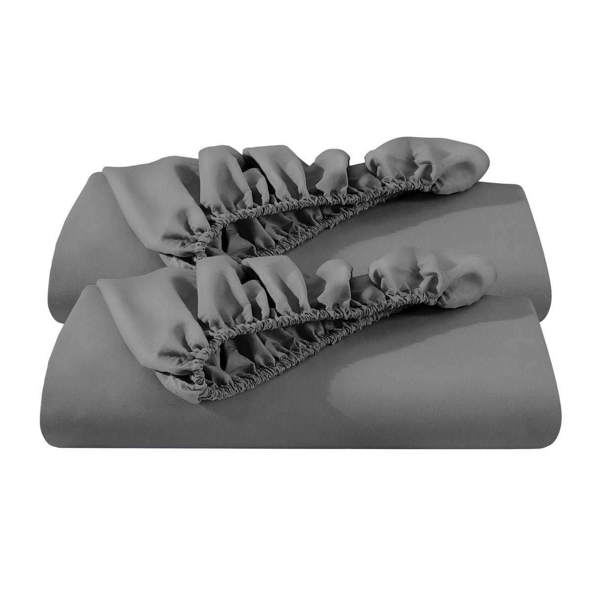 Bare Home twin XL fitted sheet grey folded, showcasing ultra-soft microfiber texture.
