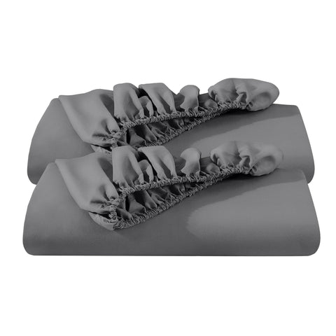 Bare Home twin XL fitted sheet grey folded, showcasing ultra-soft microfiber texture.