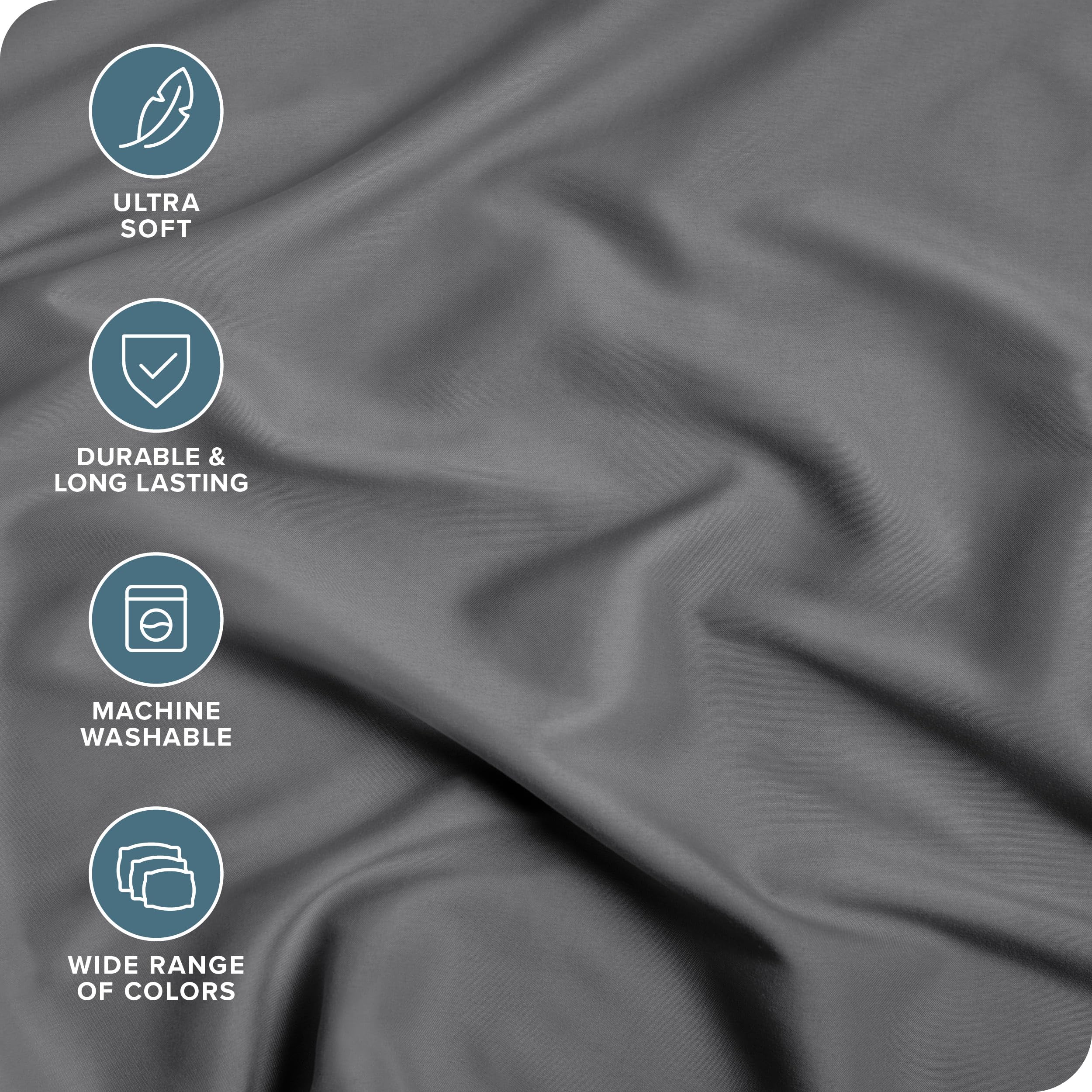 Bare Home twin XL fitted sheet grey on mattress, showing snug elastic edge for deep-pocket fit.