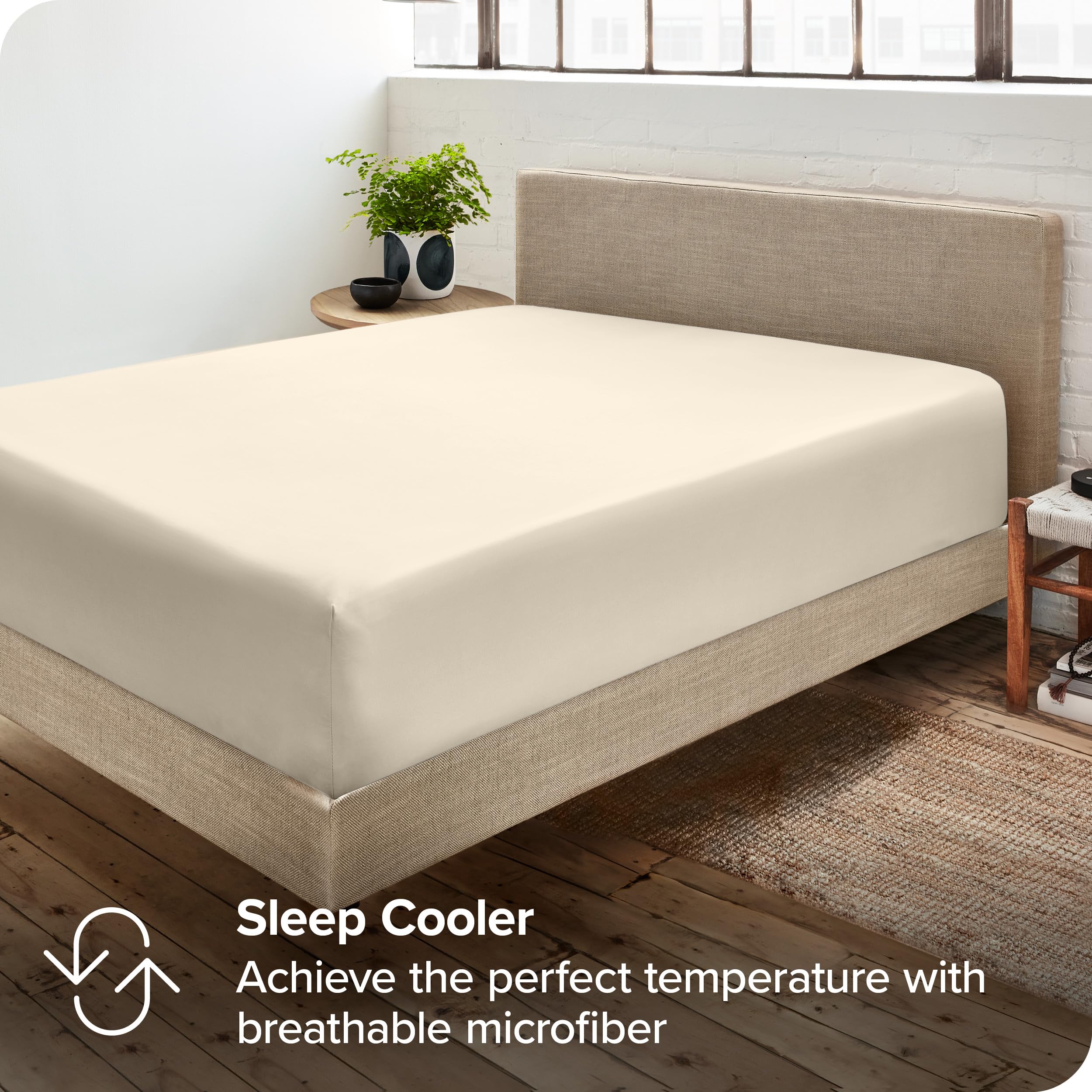 Bare Home wrinkle-resistant microfiber fabric reduces creases after sleep and wash.