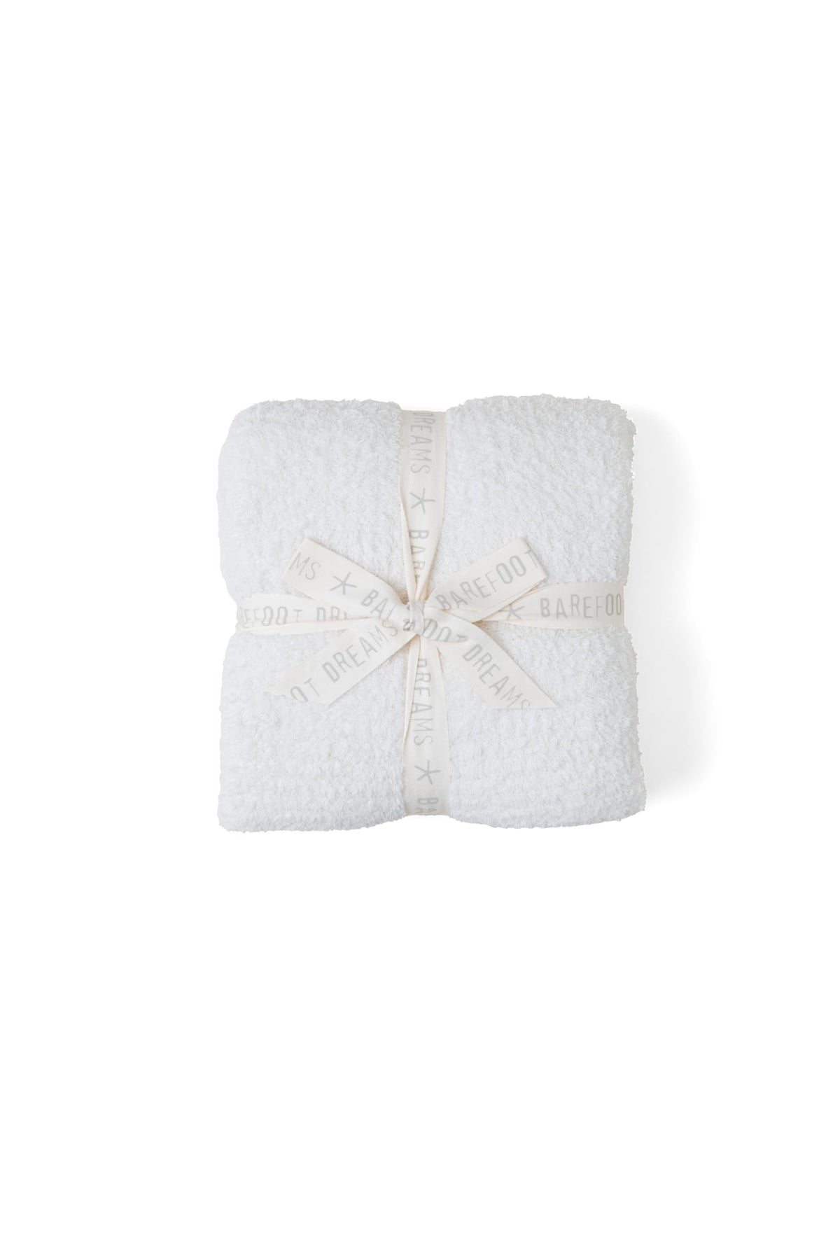Barefoot Dreams CozyChic Throw cream close-up, plush knit for luxurious softness.