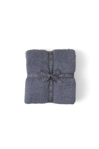 Barefoot Dreams CozyChic Throw Graphite color swatch shows ultra-soft fabric for cozy evenings.