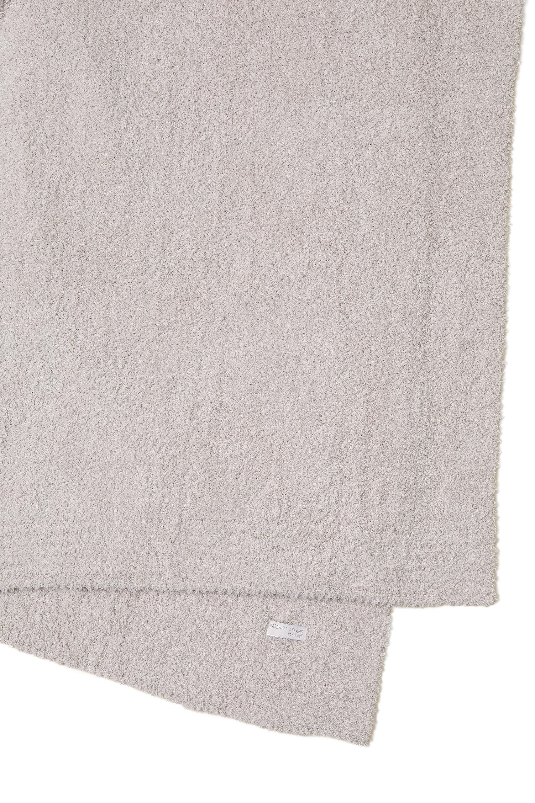 Close-up of Barefoot Dreams CozyChic Throw Stone knit showing soft texture