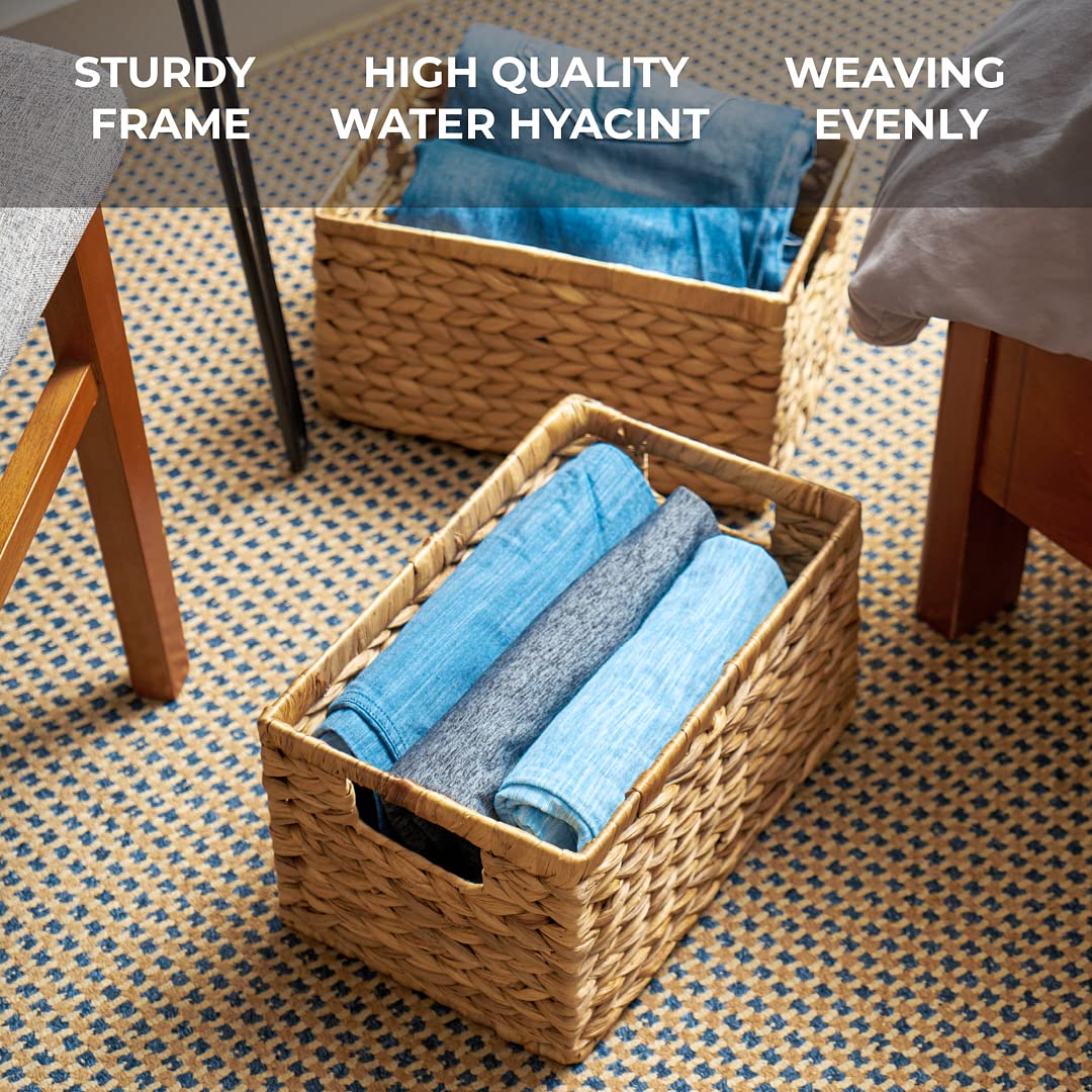 Barien kitchen pantry organizer basket on a shelf.
