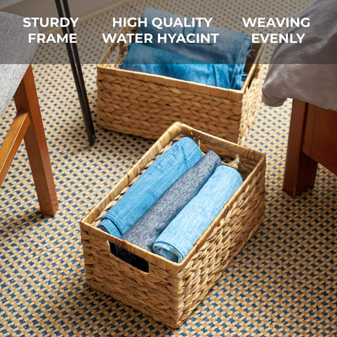 Barien kitchen pantry organizer basket on a shelf.