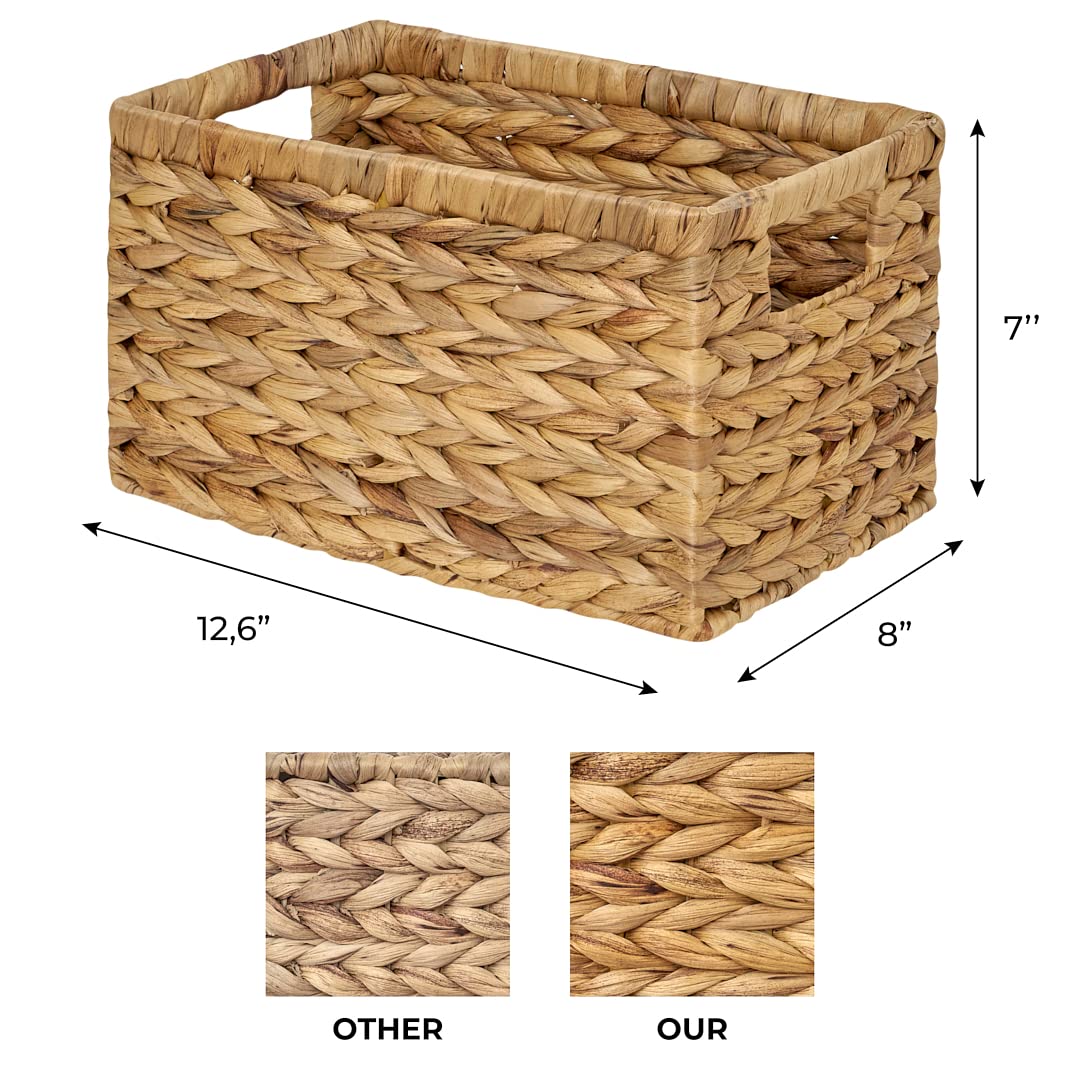Barien rectangular woven basket with built-in handles for easy transport.