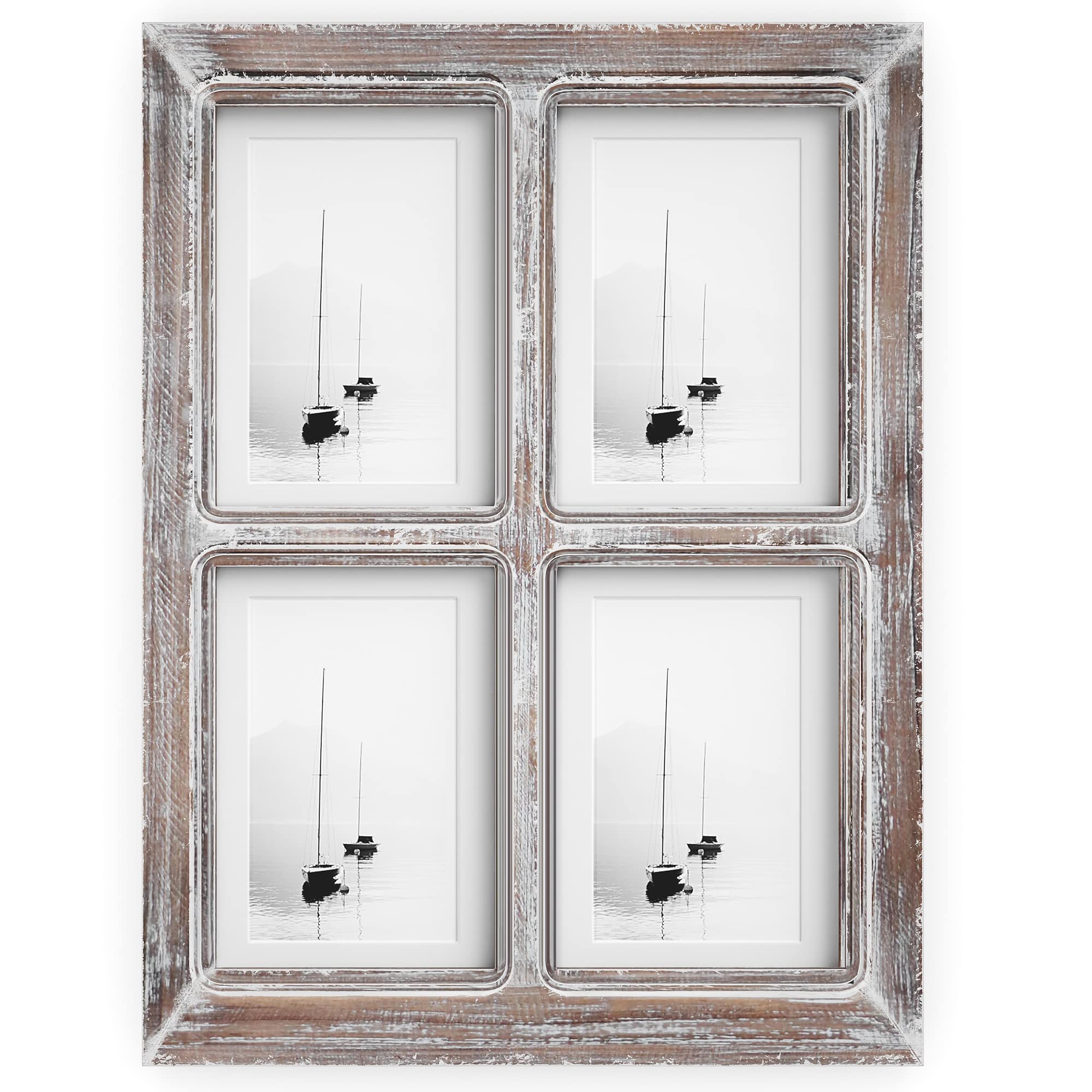 Barnyard Designs collage frame with four openings and mats for 4x6 or 5x7 photos