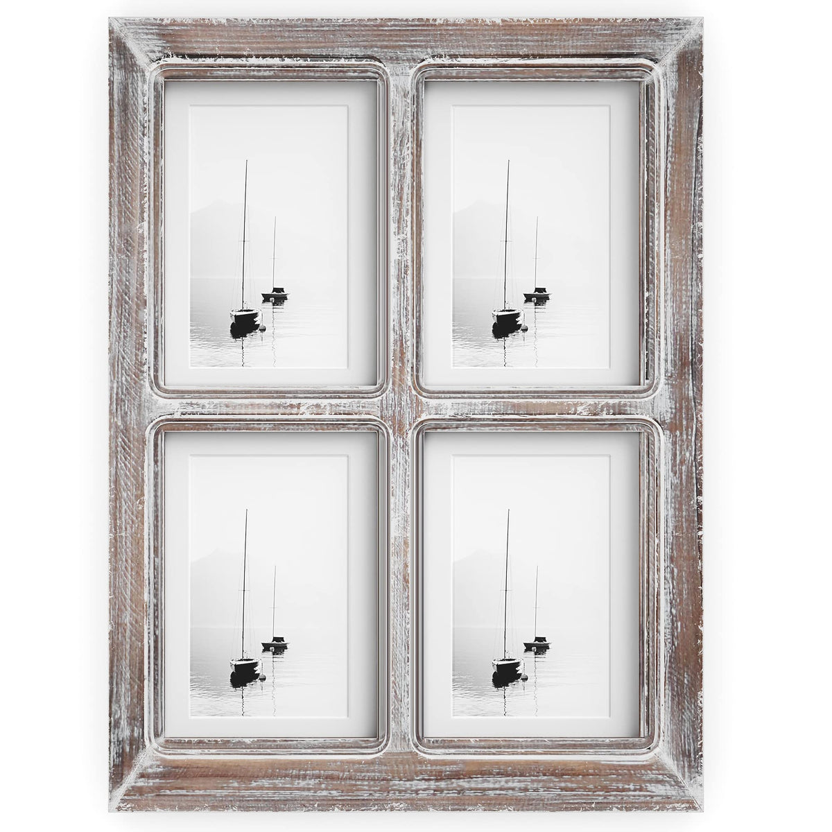 Barnyard Designs collage frame with four openings and mats for 4x6 or 5x7 photos