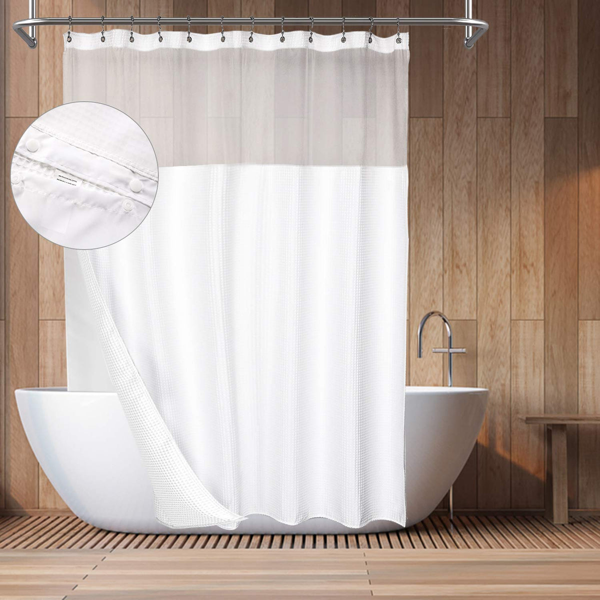 Barossa Design hotel-style shower curtain with liner for a spa-like bathroom mood