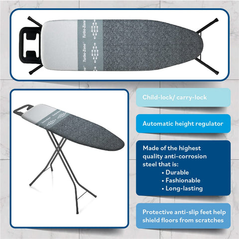 Bartnelli Classic height adjustable 36 inch board for comfortable ironing height
