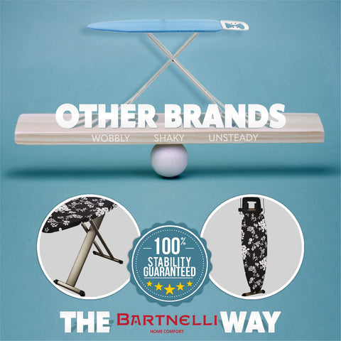 Bartnelli Pro Luxury height adjustable 30–38 inches for comfortable ironing.