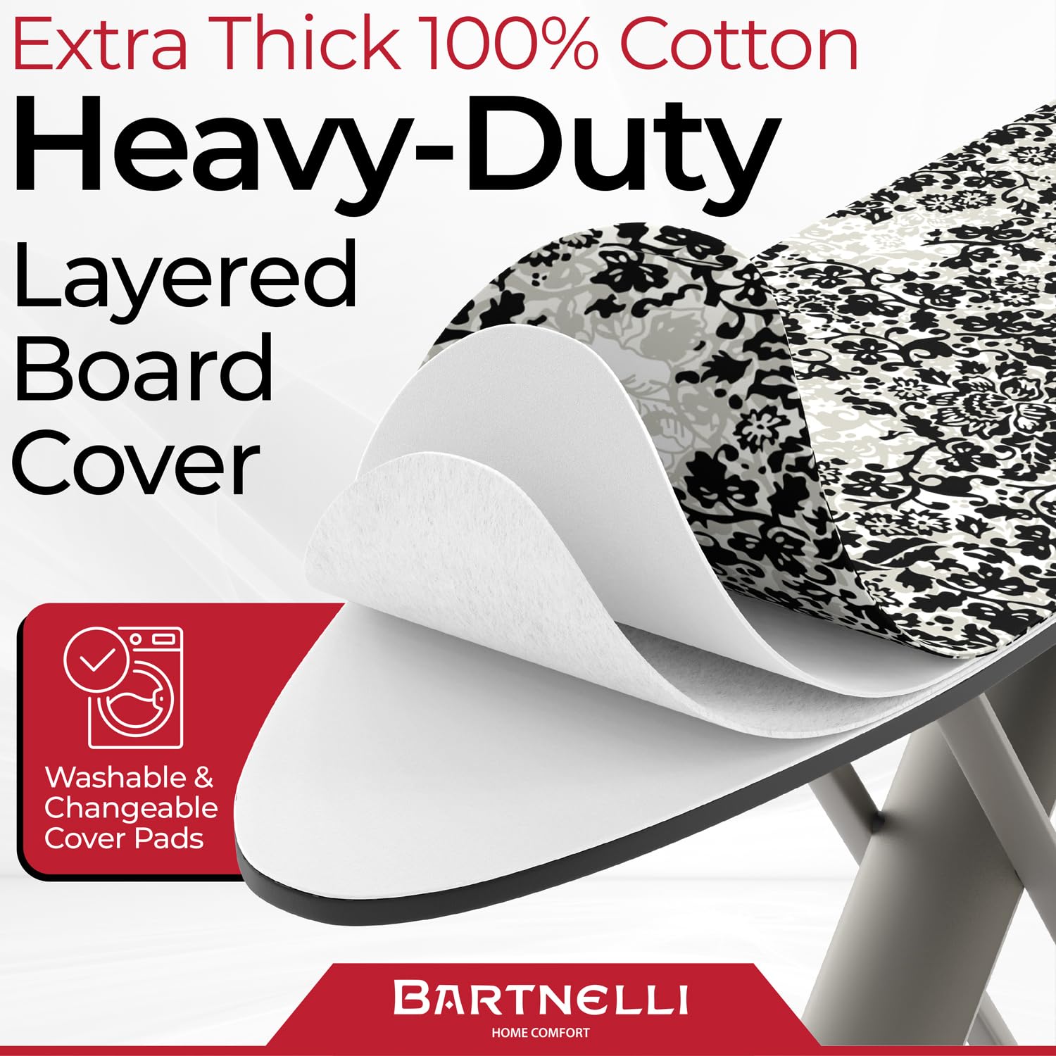 Bartnelli Pro Luxury Ironing Board aluminum build delivers sturdy, long-lasting support.