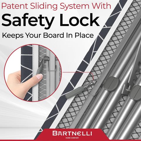 Bartnelli silicone iron pad provides smooth glide and protection from heat.