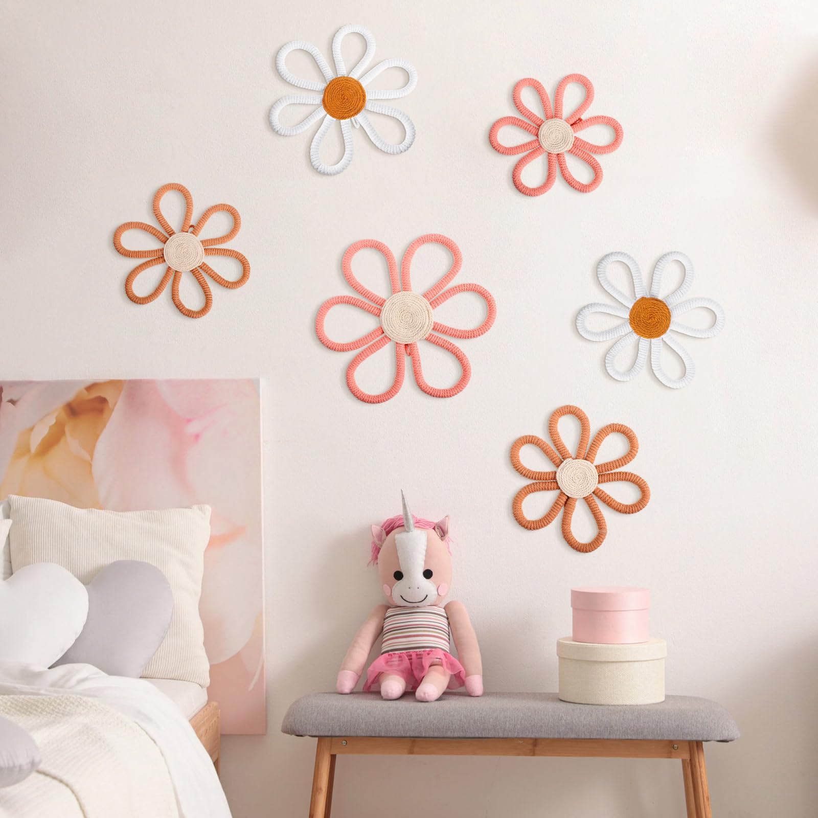 Barydat white daisy wall decor 6.7 inch brightens a nursery with airy feel