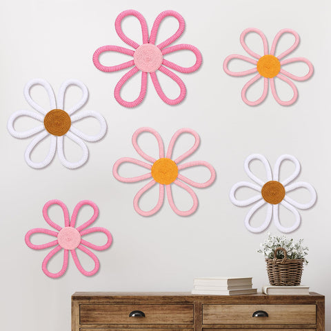 Barydat daisy wall hanging collection in 6 pieces adds playful boho charm to nursery decor