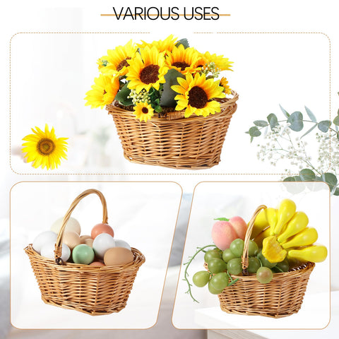Barydat Easter egg basket wicker invites festive egg hunts and colorful displays.