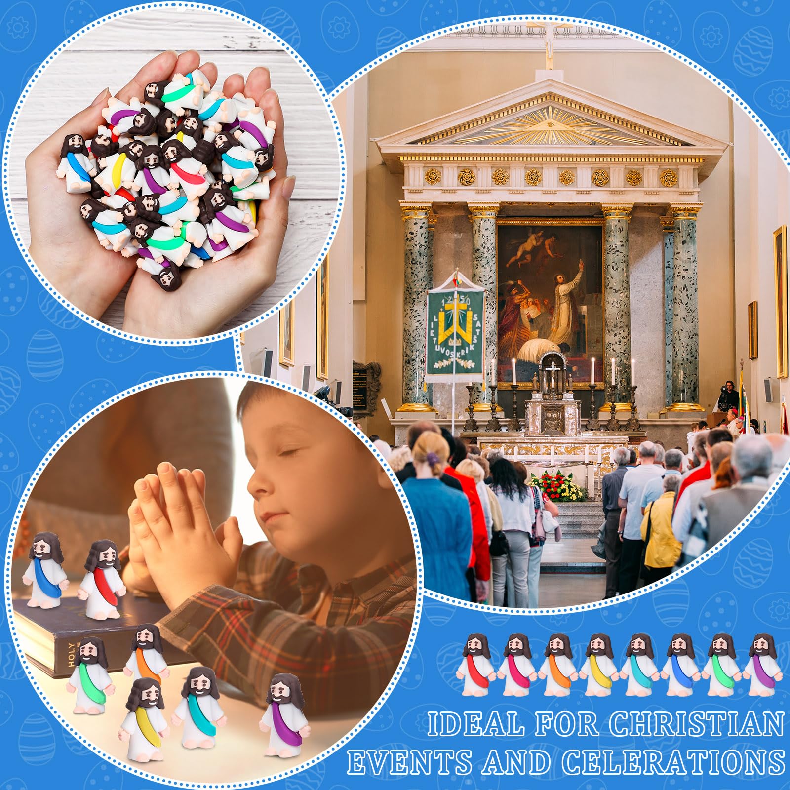 Barydat Sunday School decorations featuring miniature Jesus figurines.