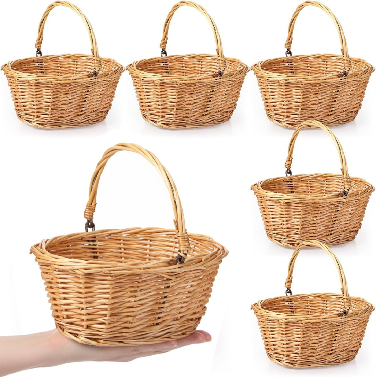 Barydat flower girl wicker basket for weddings adds rustic charm to the aisle.