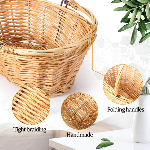 Barydat khaki wicker basket blends with natural wedding decor.