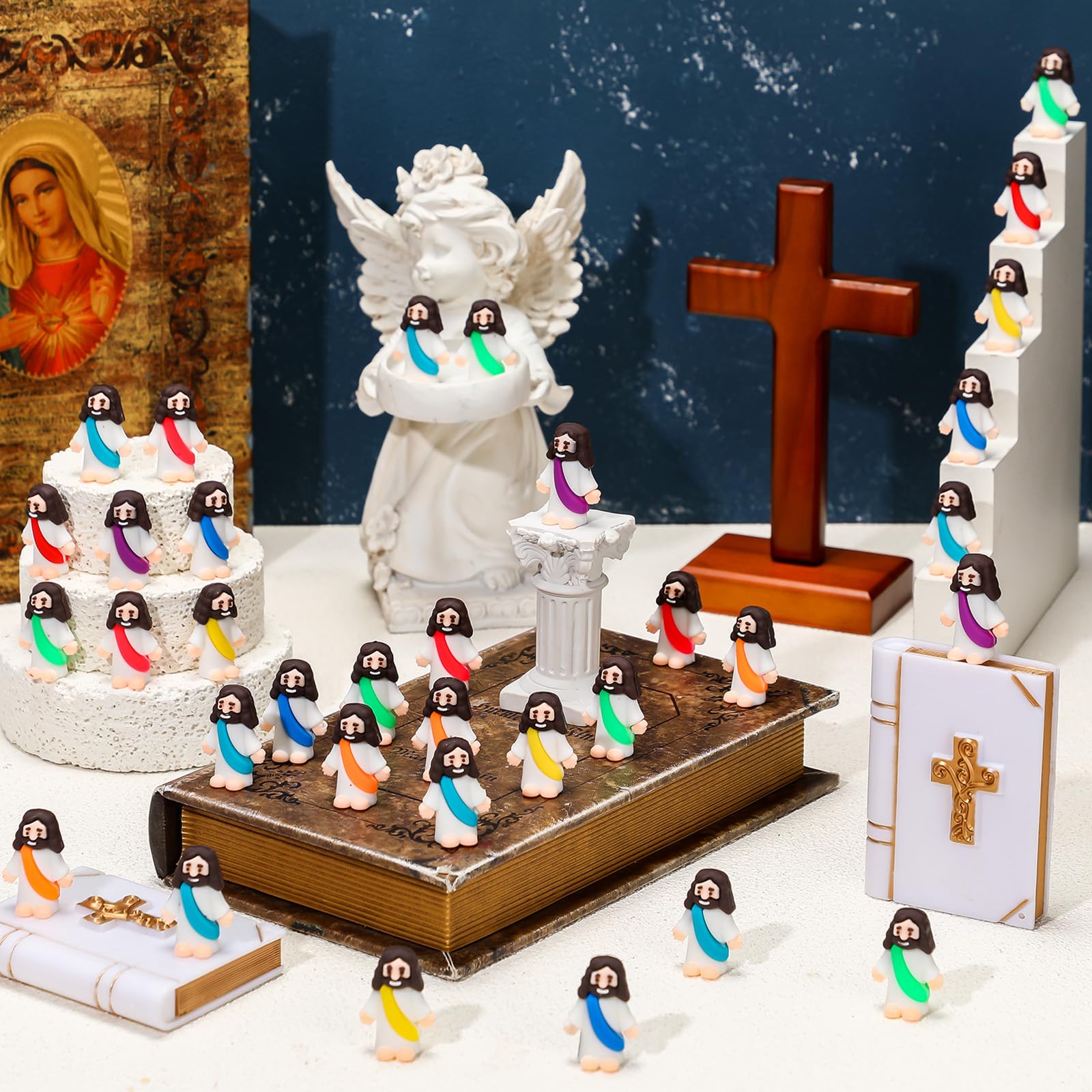 Barydat resin Jesus figurines mini with durable, smooth finish for classrooms.