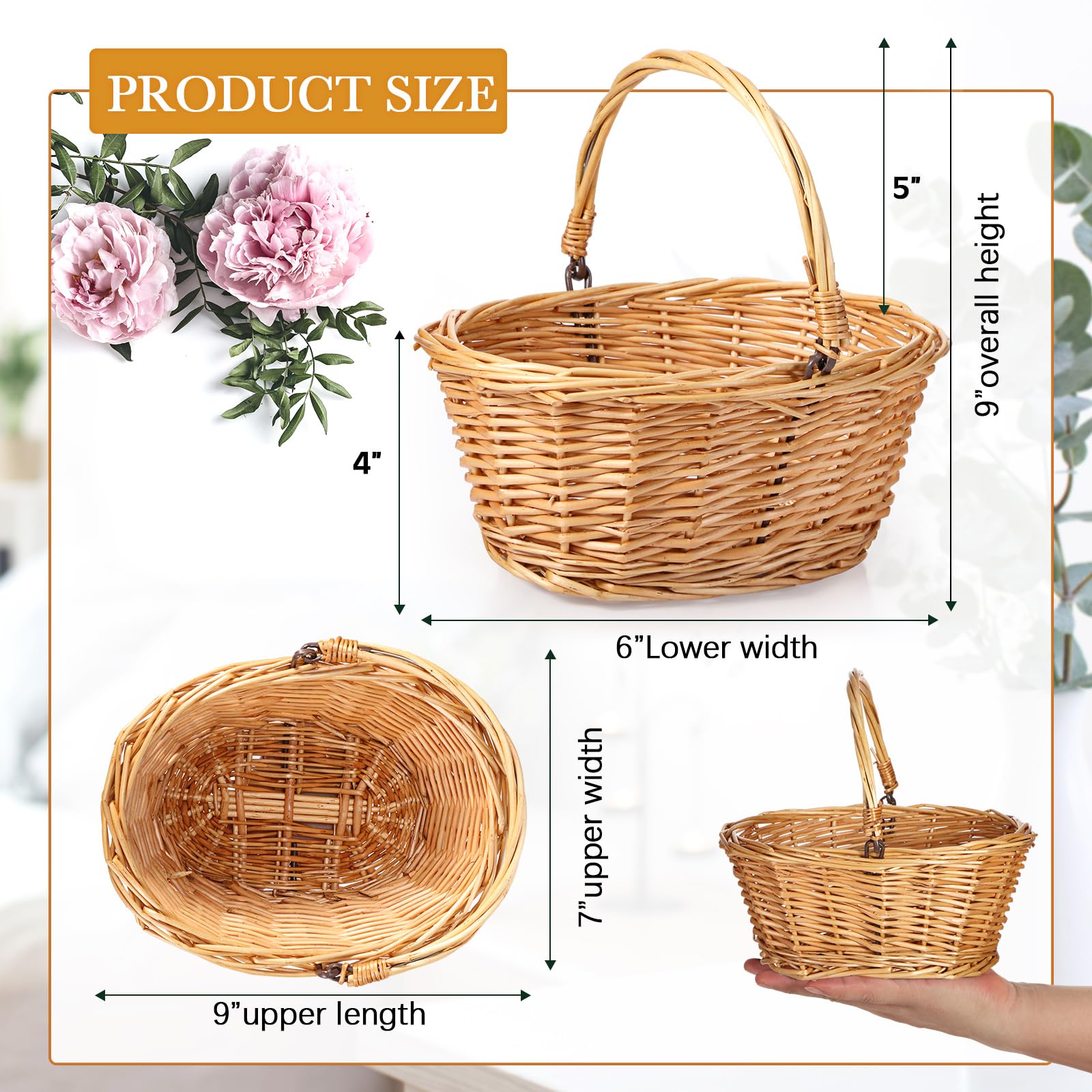 Barydat small wicker basket with handle is easy for little ones to carry.
