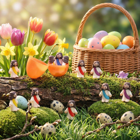 Barydat Easter egg stuffers with tiny Jesus figures for festive displays.