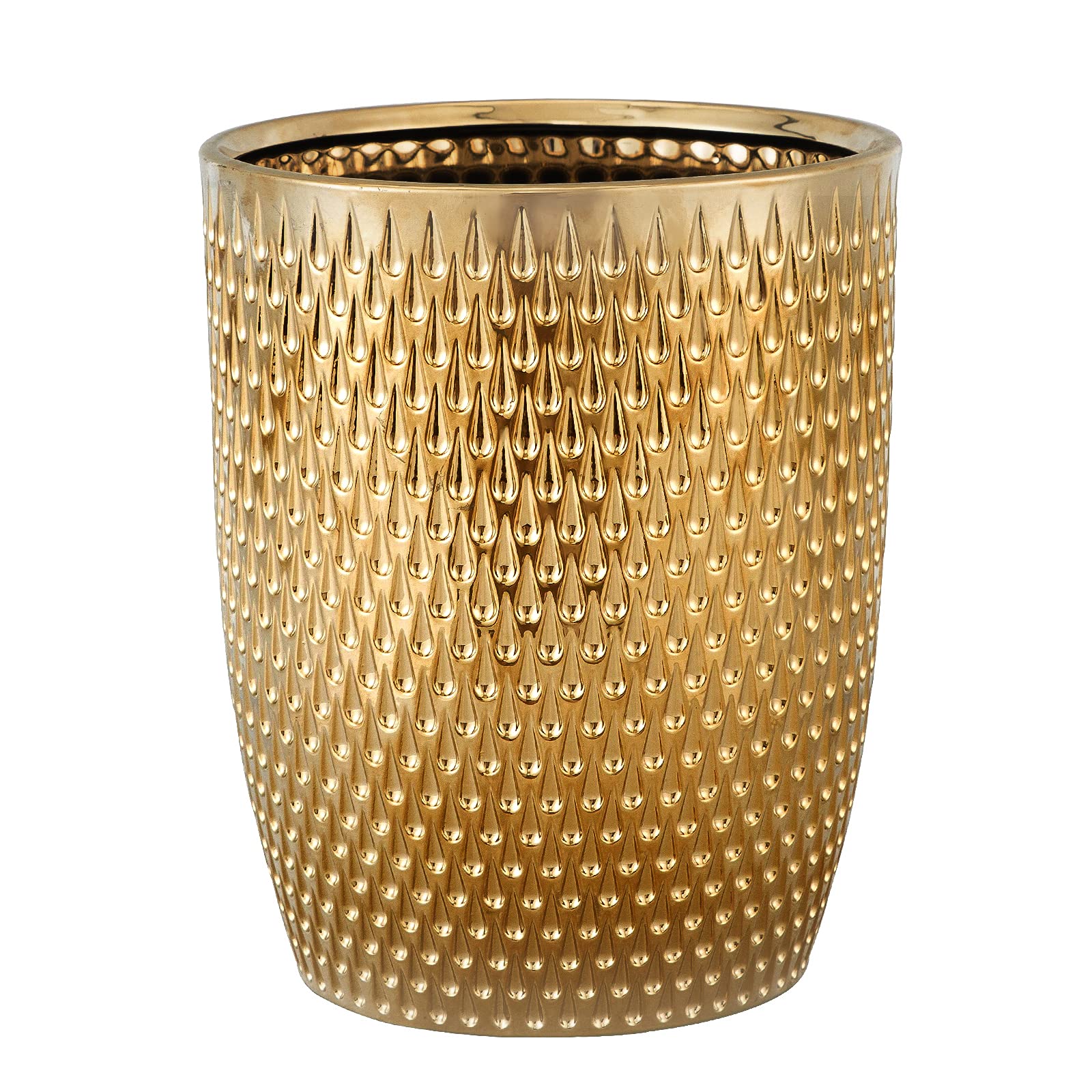 BASDHE modern golden trash can adds chic bathroom style with compact size.