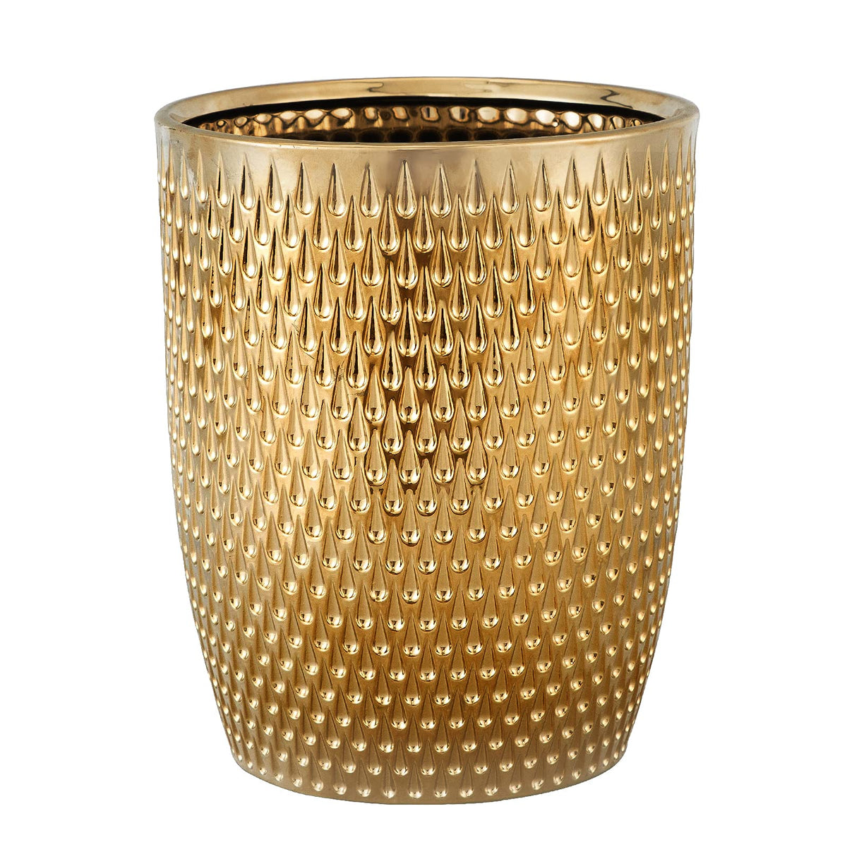 BASDHE modern golden trash can adds chic bathroom style with compact size.