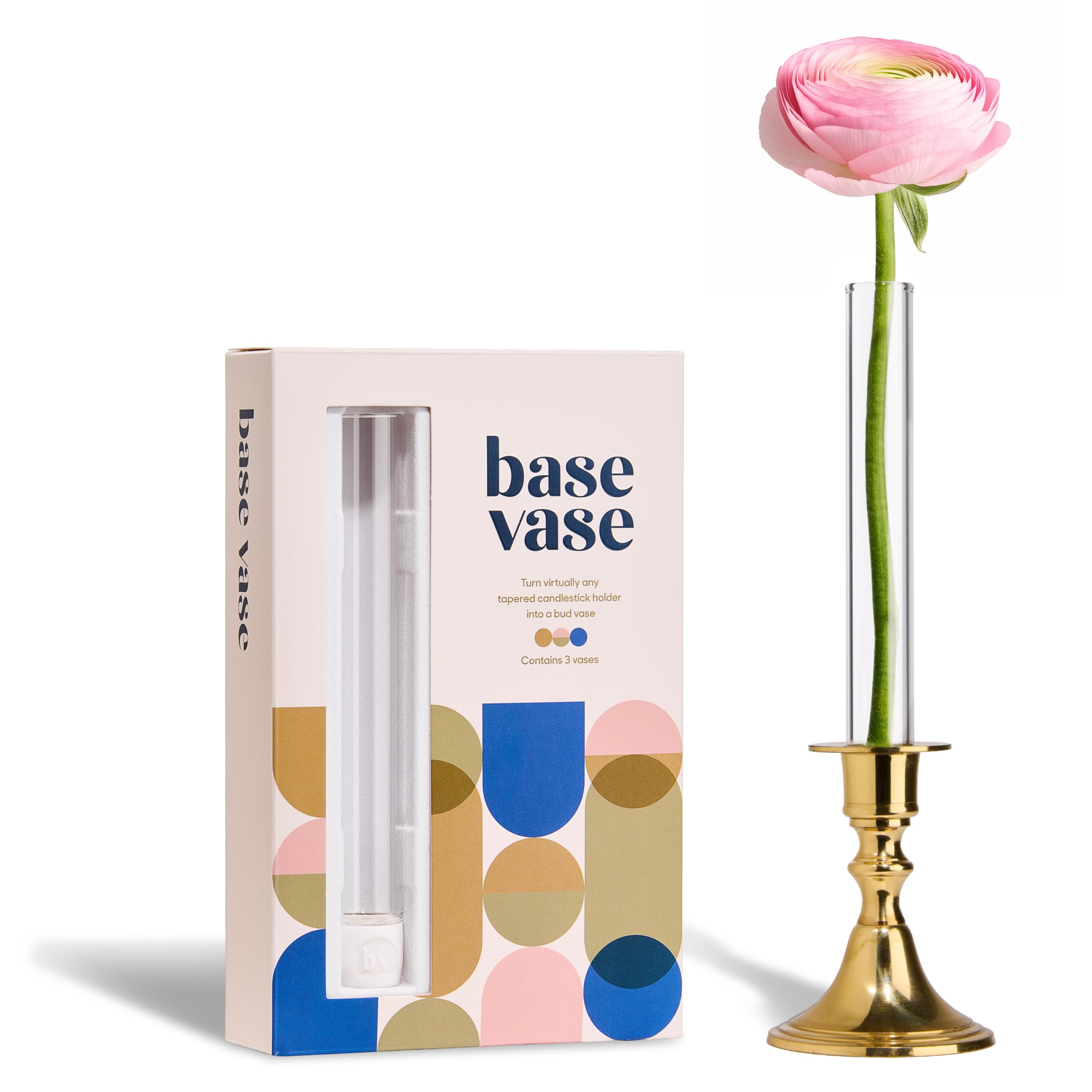 Base Vase 3-pack bud vases in glass with silicone bases for elegant tables