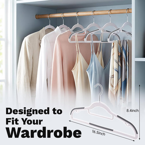 Baseca hanger with 360° swivel hook for flexible closet layout.