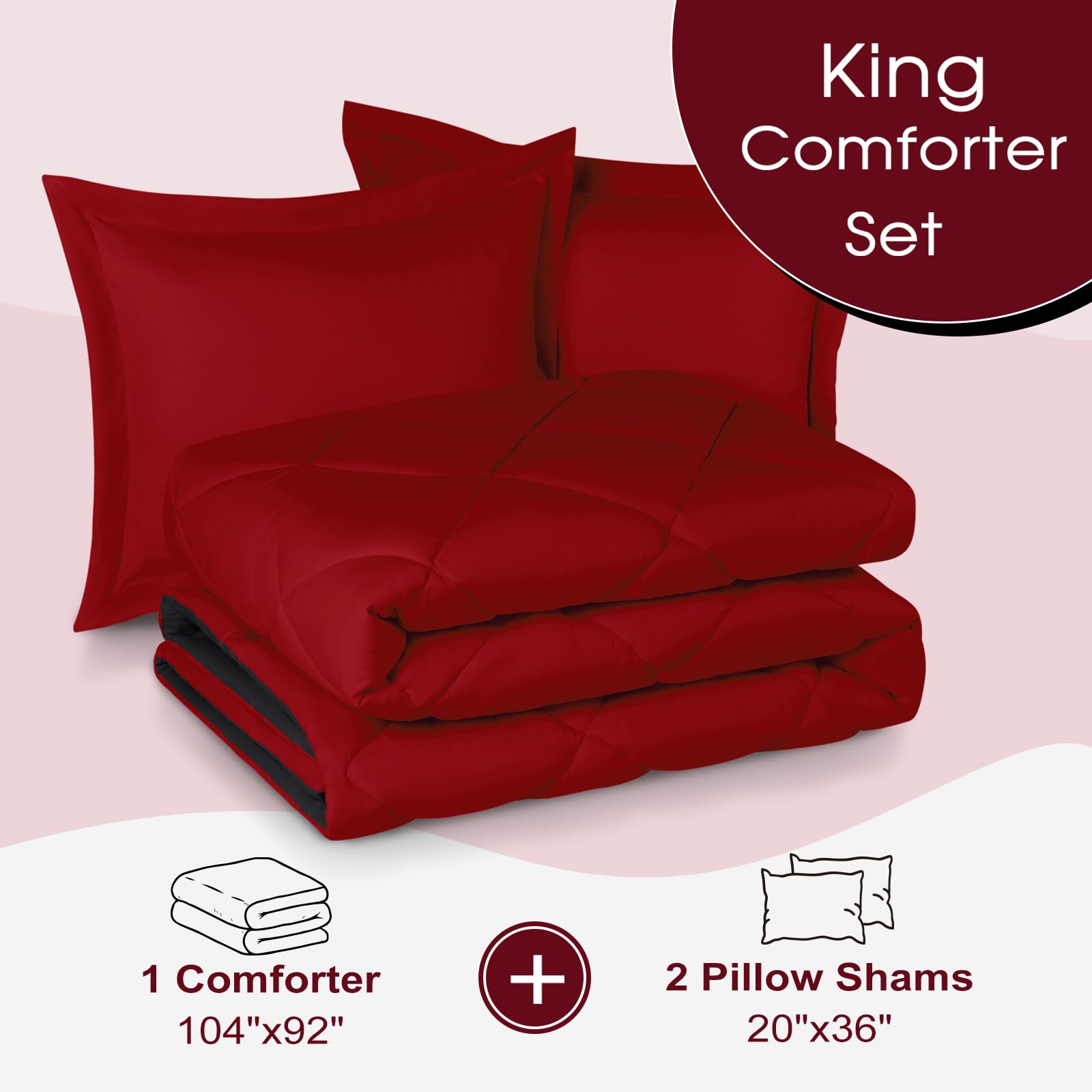 Basic Beyond decor-ready bedroom look with bold red and black.