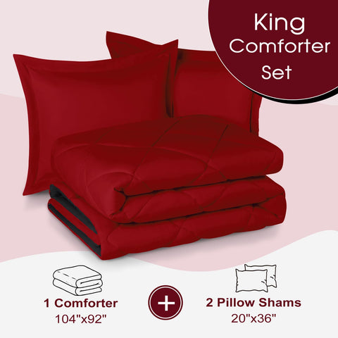 Basic Beyond decor-ready bedroom look with bold red and black.