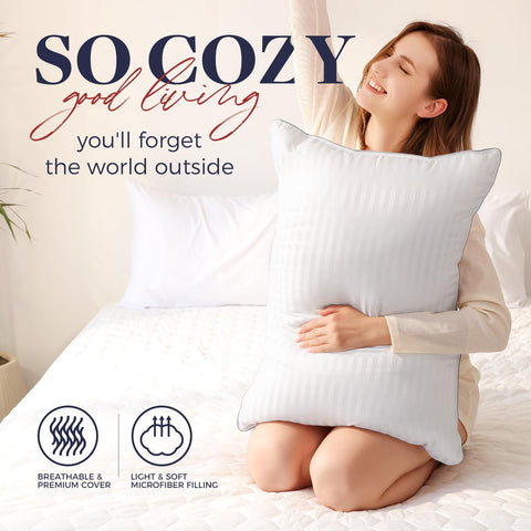 Basic Beyond Hotel Collection pillow outer cover highlights elegant straight-stripe jacquard design.