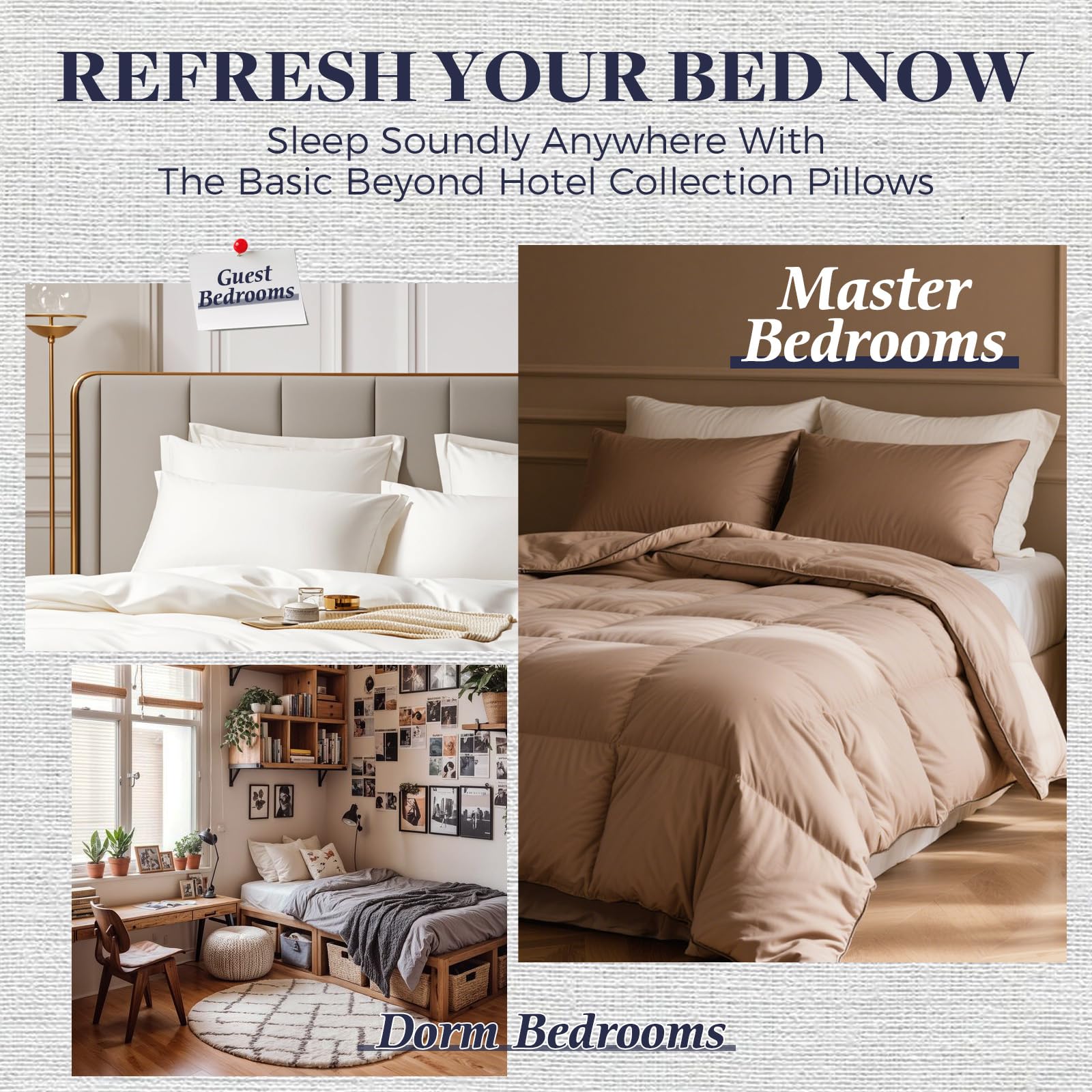 Basic Beyond king size pillow bedroom scene with hotel-like luxury.