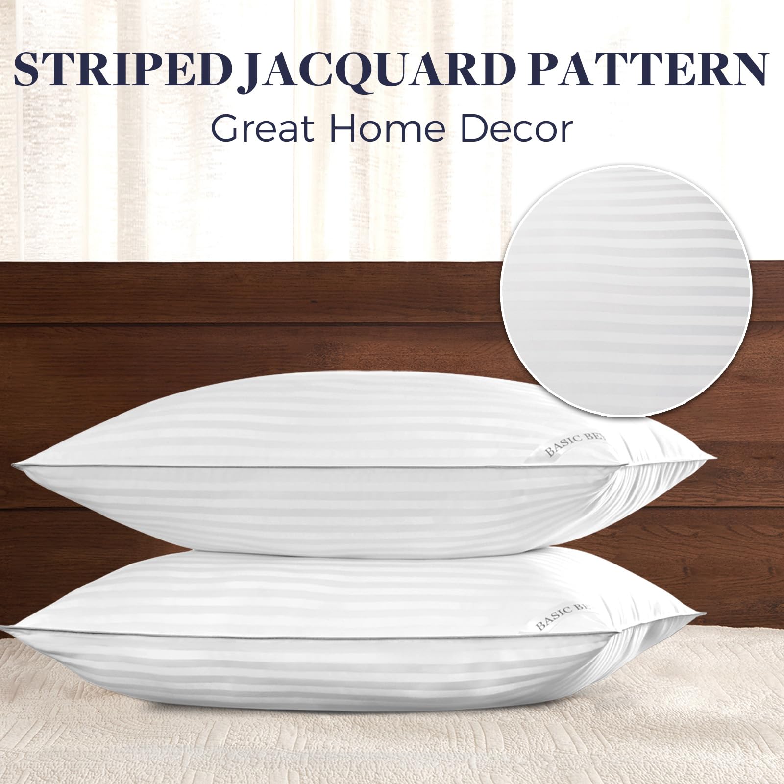 Basic Beyond king size pillow side view for all-night support.