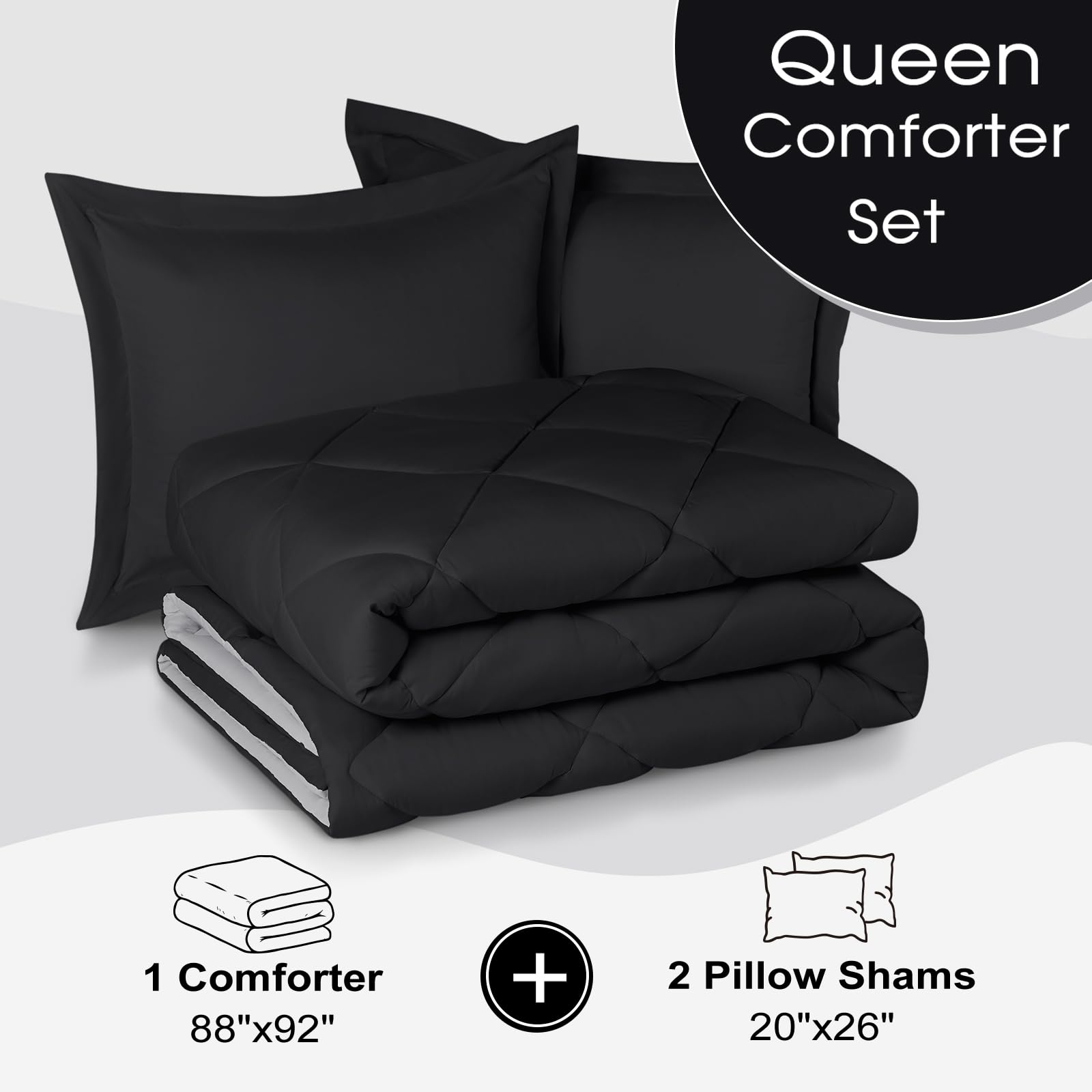 Bedroom setup featuring Basic Beyond queen comforter in a modern space.