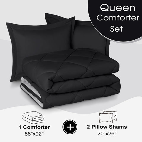 Bedroom setup featuring Basic Beyond queen comforter in a modern space.