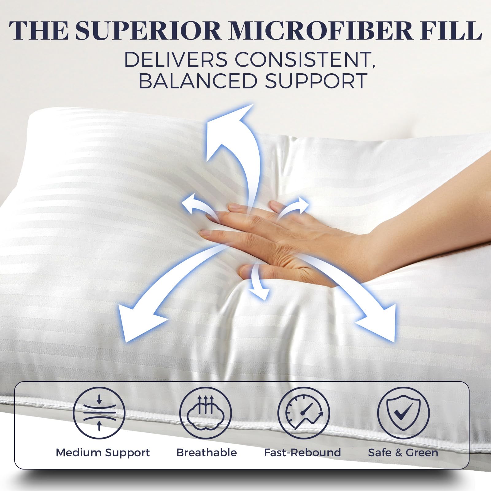 Basic Beyond Standard Pillow side view on bed for balanced support