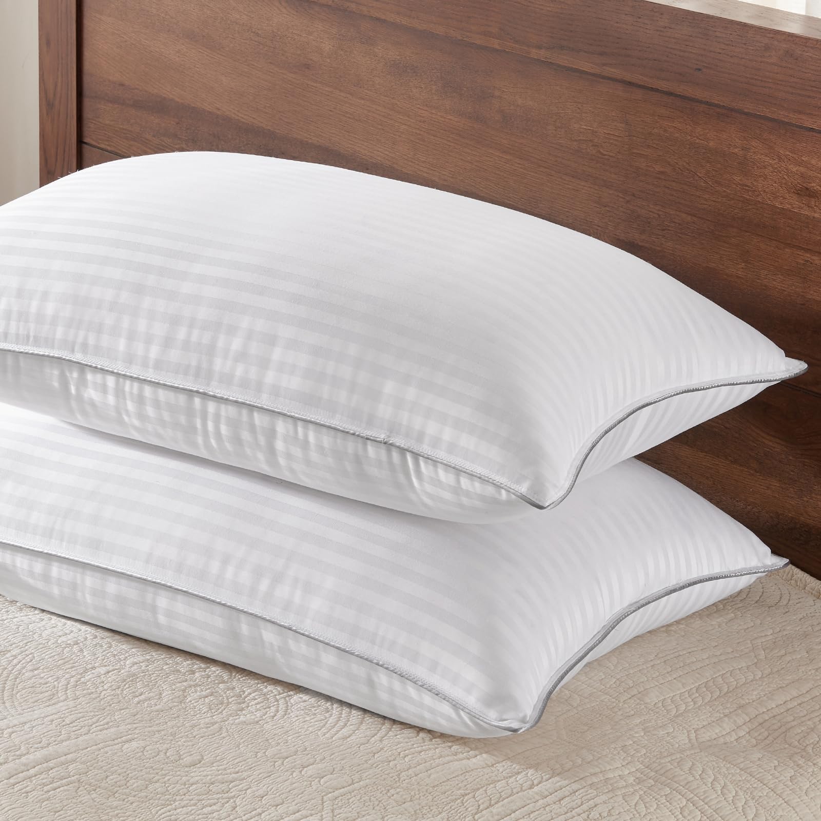 Basic Beyond Standard Pillow close-up shows breathable peach-skin fabric for cooling comfort