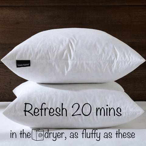 Basic Home hotel-look pillow insert enhances bedroom styling with premium texture.