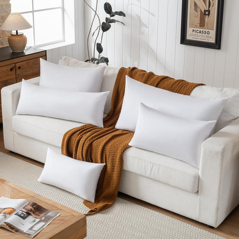 Basic Home goose feather insert, plump cushion shot, perfect for bed decor