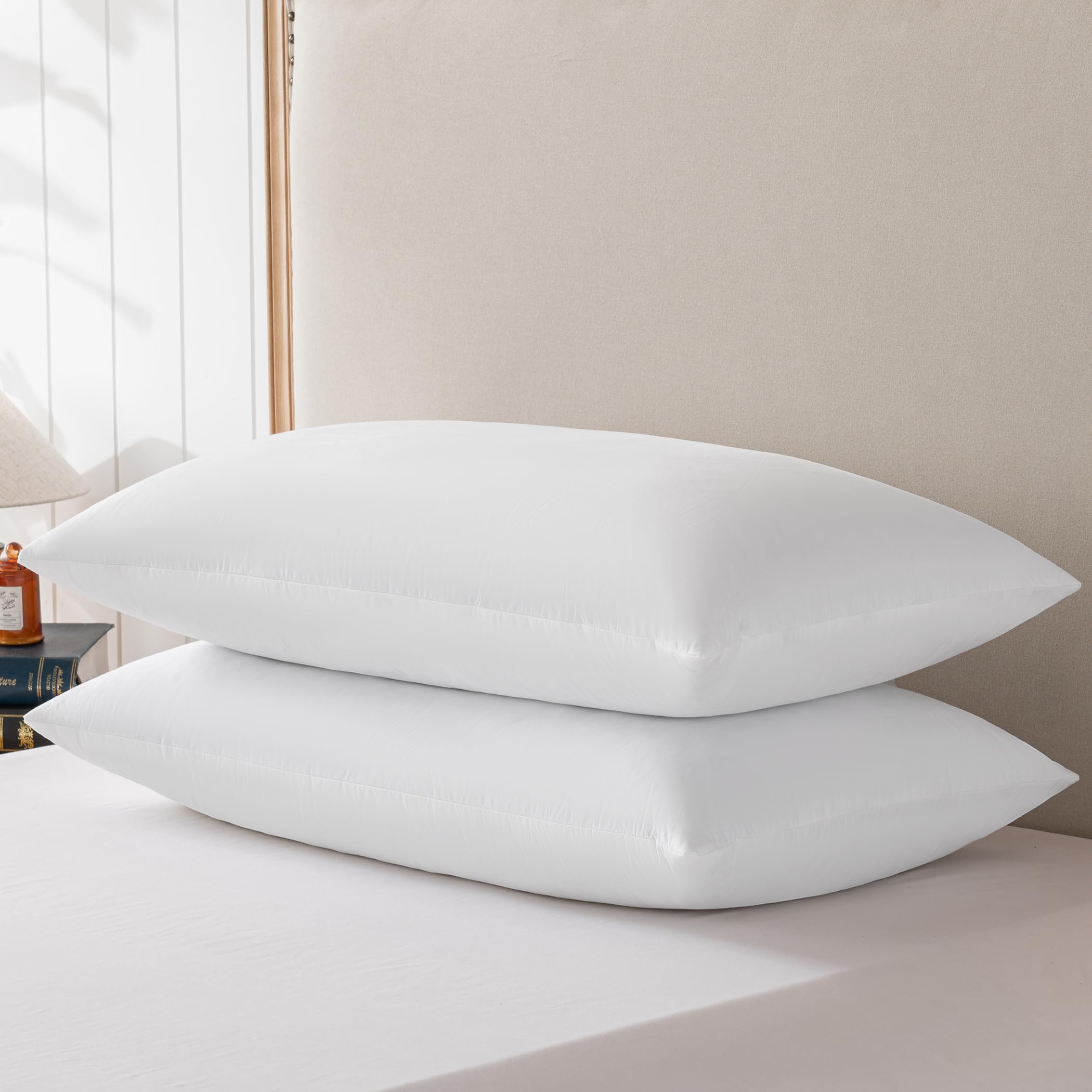 Basic Home king-size pillow edge stitching demonstrates durable construction with anti-poke protection.